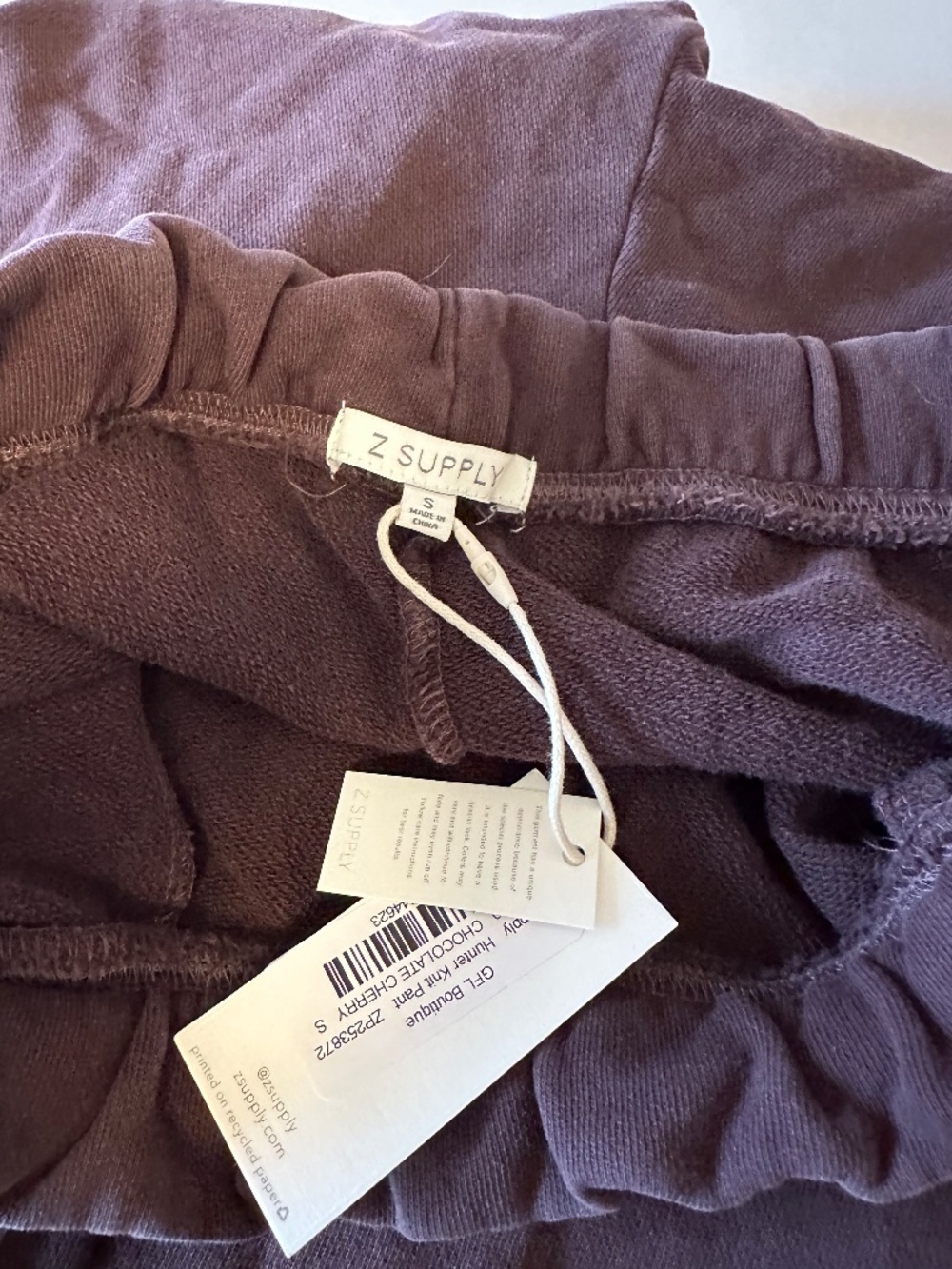 Z Supply NWT Hunter Knit Sweatpants in Chocolate Cherry | Size Small - Picture 8 of 12